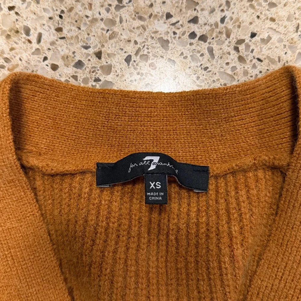 7 For All Mankind Cropped Button Front Orange Brown Cardigan In Size XS